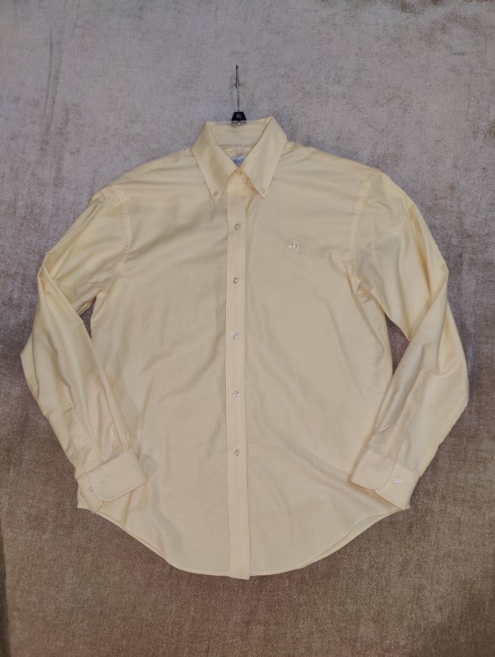 Brook Brothers Supima Cotton Button-Down Dress Shirt In Pale Yellow, Sz 8